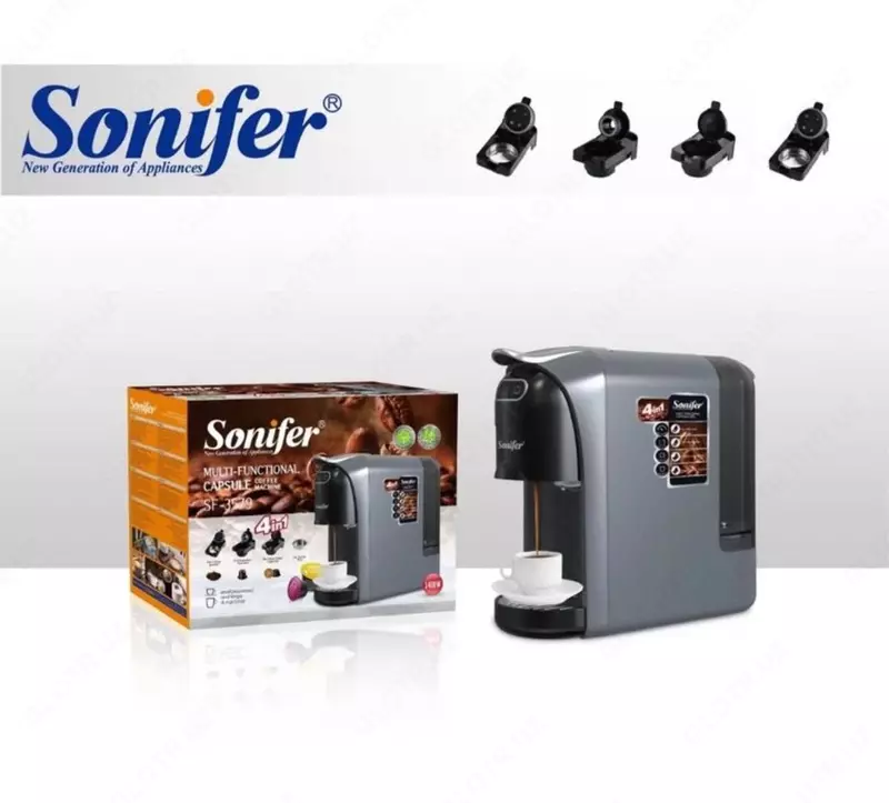 Кофеварка 4 в 1 (капсульная) "SONIFER" SF-3579, 400W (Черная/серебристая)