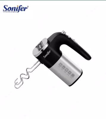 Ручной миксер "Sonifer" SF-7077, 2 насадки, 500W, 5 скоростей+турбо режим (Серебристый/черный)