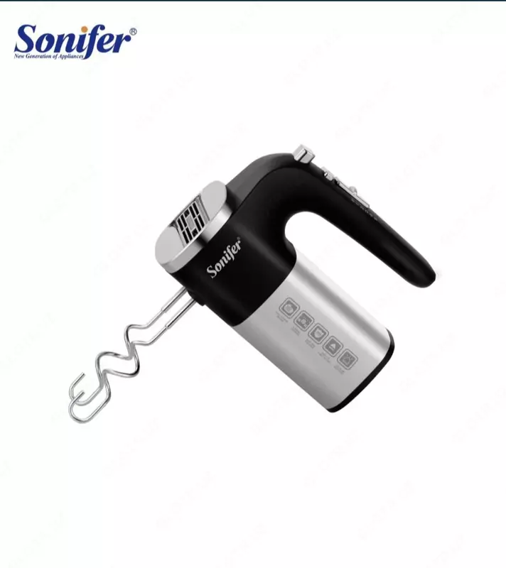 Ручной миксер "Sonifer" SF-7077, 2 насадки, 500W, 5 скоростей+турбо режим (Серебристый/черный)