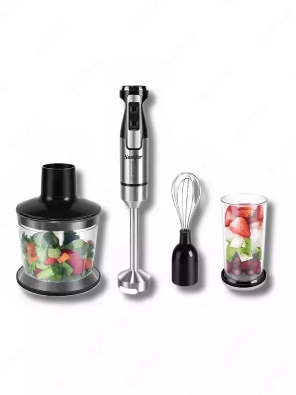 Погружной блендер 4 в 1 "Sonifer" SF-8081, 600W (Стальной/черный)