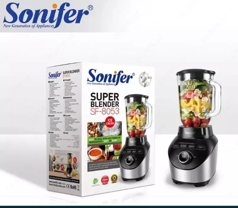 Statsionar blender "Sonifer" SF-8053, 1000 Vt (po'lat/qora)
