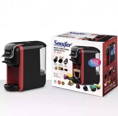 Kofe mashinasi 3-si 1-da (kapsula) "SONIFER" SF-3547, 1450W (Qora/qizil)