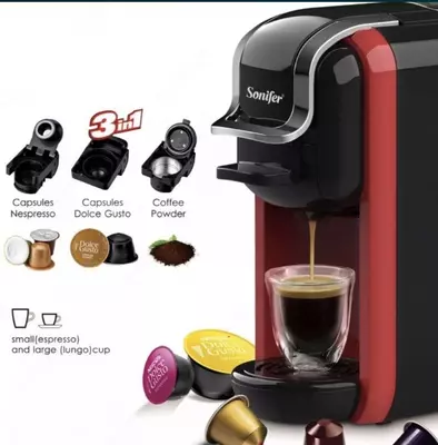 Kofe mashinasi 3-si 1-da (kapsula) "SONIFER" SF-3547, 1450W (Qora/qizil)