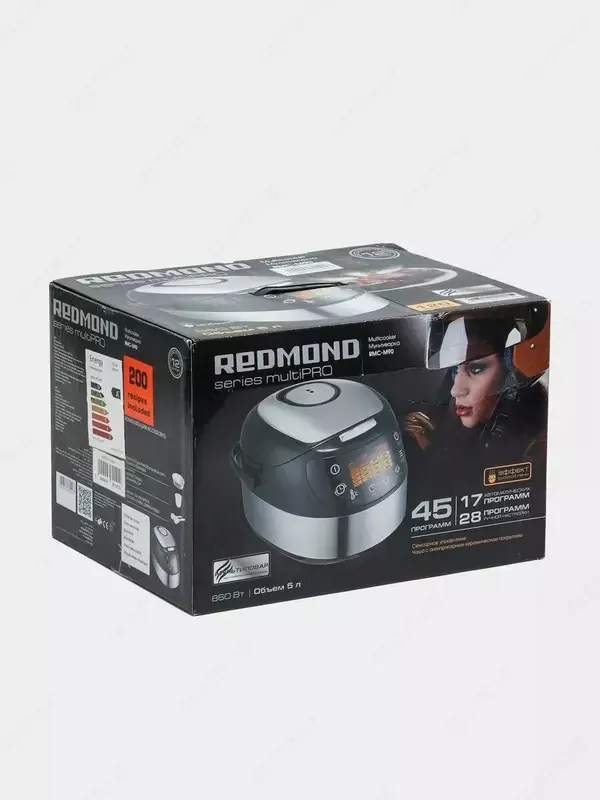 Ko'p pishirgich "REDMOND" RMC-M90, 860 Vt, hajmi 5 l, 45 ta dastur. (Qora/kulrang)