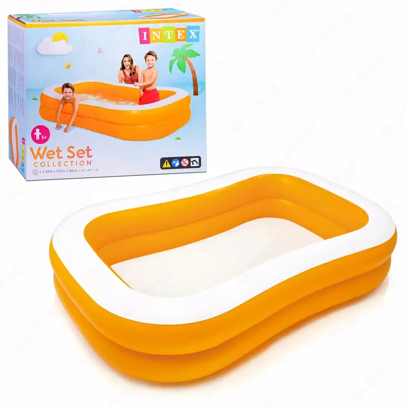 Бассейн надувной (прямоугольный) "INTEX" Мандарин, 229х152х48 см (Арт.- 57181)