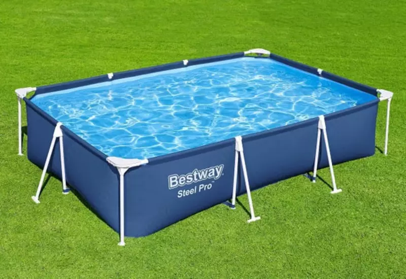 Сборный бассейн (прямоугольный) "Bestway" Steel Pro 561МА, каркасный (Голубой/белый)