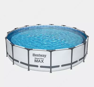 Сборный бассейн (круглый) "Bestway" Steel Pro МАX 56488, каркасный, d 457х107 см (Серый/белый)