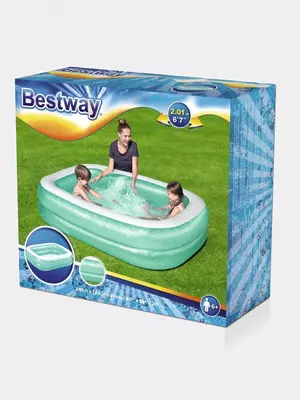 Детский надувной бассейн (прямоугольный) "Bestway" Family Pool, 200 х 146 х 48 см (Арт. - 54005) Белый/голубой