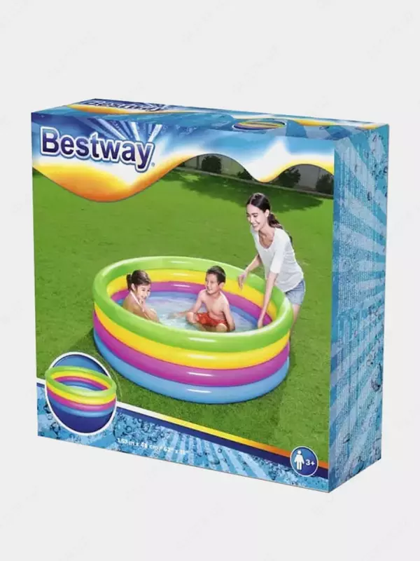 Детский надувной бассейн (круглый) "Bestway" Радуга, d 157 х 46 см (Арт. - 51117) Цв. ассорти