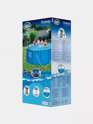 Сборный бассейн (круглый) с аксессуарами "Bestway" Steel Pro MAX 15427, каркасный, d 366 х 133 см (Синий)