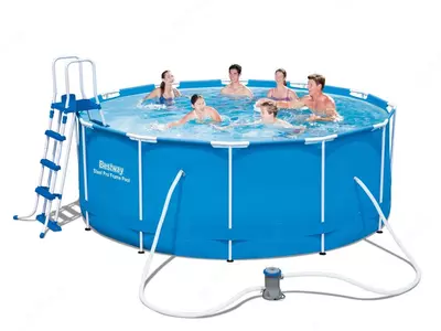 Сборный бассейн (круглый) с аксессуарами "Bestway" Steel Pro MAX 15427, каркасный, d 366 х 133 см (Синий)