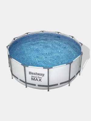 Сборный бассейн (круглый) с аксессуарами "Bestway" Steel Pro МАX 56418, каркасный, d 366 х 100 см (Серый/белый)