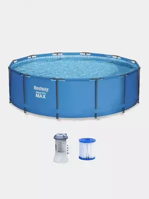 Сборный бассейн (круглый) с аксессуарами "Bestway" Steel Pro MAX 56984, каркасный, d 305 х 100 см (Синий)