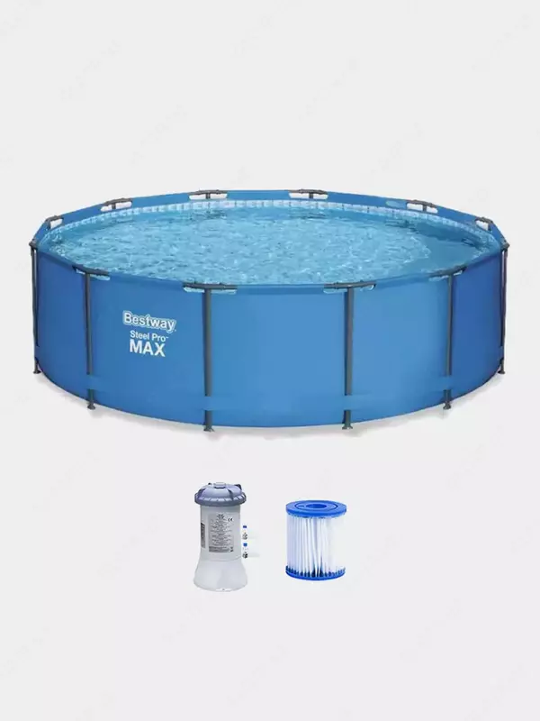 Сборный бассейн (круглый) с аксессуарами "Bestway" Steel Pro MAX 56984, каркасный, d 305 х 100 см (Синий)