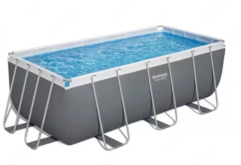 Сборный бассейн (прямоугольный) с аксессуарами "Bestway" Steel Pro МАX 56670, каркасный, 488 x 244 x 122 см (Серый)