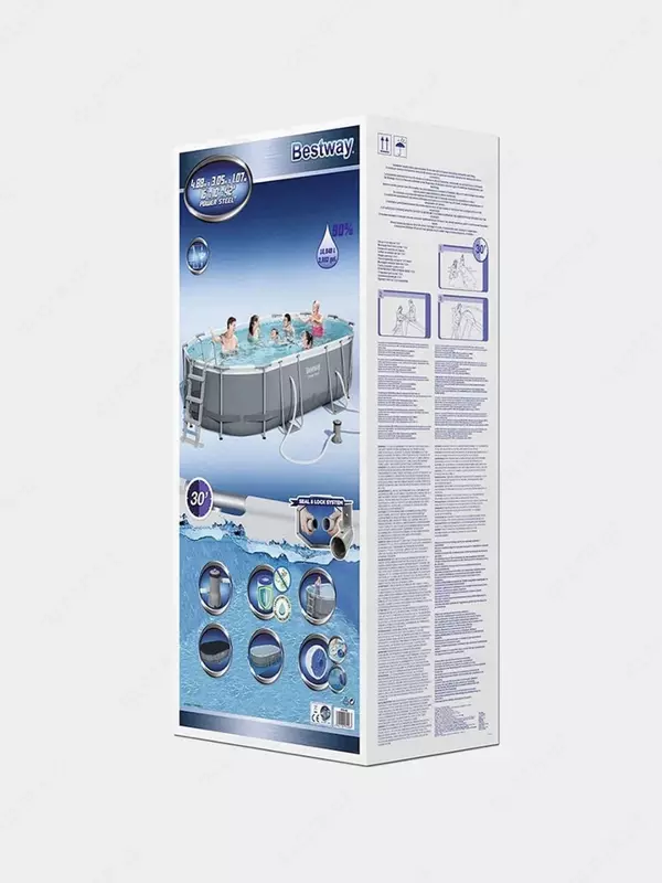 Prefabrik hovuz (oval) aksessuarlari bilan "Bestway" Power Steel 56448, ramka, 488 x 305 x 107 sm (kulrang)