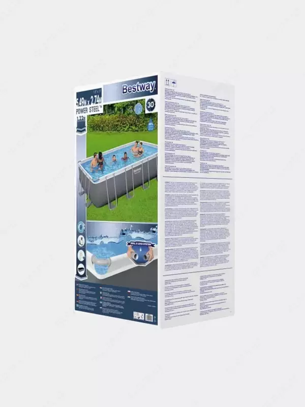 Сборный бассейн (прямоугольный) с аксессуарами "Bestway" Steel Pro МАX 56466, каркасный, 549 x 274 x 122 см (Серый)