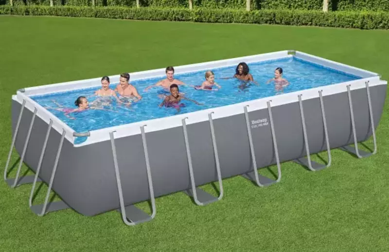 Сборный бассейн (прямоугольный) с аксессуарами "Bestway" Power Steel 5612B BW, каркасный, 640 х 274 х 132 см (Серый)