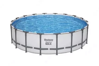 Сборный бассейн (круглый) с аксессуарами "Bestway" Steel Pro МАX 561FJ, каркасный, d 549 х 132 см (Серый/белый)