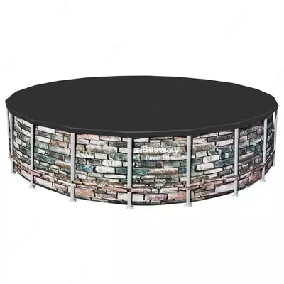 Сборный бассейн (круглый) с аксессуарами "Bestway" Power Steel 56883, каркасный, d 610 х 132 см (Серая плитка)