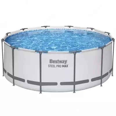 Prefabrik hovuz (dumaloq) aksessuarlari bilan "Bestway" Steel Pro MAX 56420, ramka, d 366 x 122 sm (Kulrang/oq)
