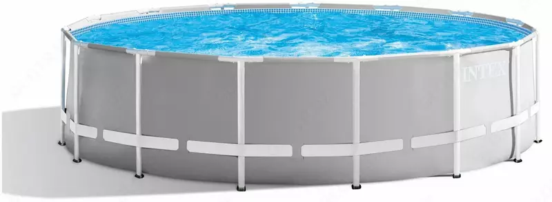 Сборный бассейн (круглый) с аксессуарами "Intex" Prism Frame 26726, каркасный, d 457 х 122 см (Серый/белый)