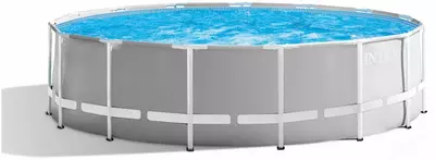 Сборный бассейн (круглый) с аксессуарами "Intex" Prism Frame 26726, каркасный, d 457 х 122 см (Серый/белый)