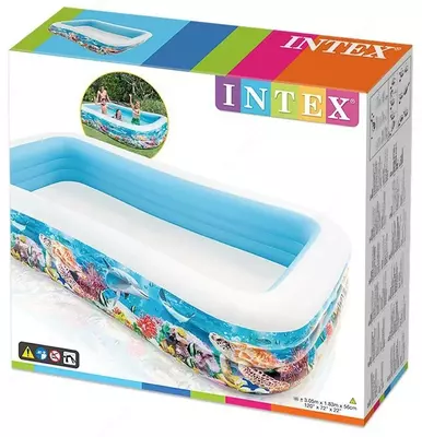 Puflanadigan basseyn (to'rtburchaklar) "INTEX" Dengiz rifi, 305x183x56 sm (Art. - 58485NP)