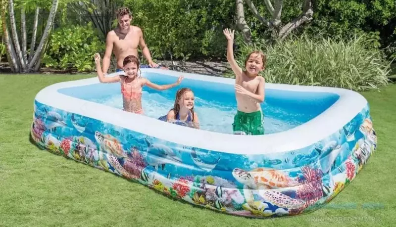 Puflanadigan basseyn (to'rtburchaklar) "INTEX" Dengiz rifi, 305x183x56 sm (Art. - 58485NP)