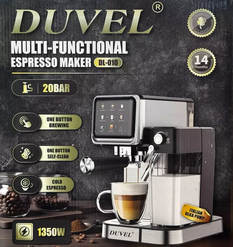 Рожковая кофемашина (сенсорная) "DUVEL" DL-010, 1350W, 1 л. (Германия)