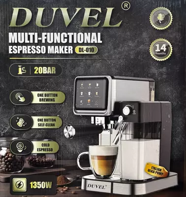 Рожковая кофемашина (сенсорная) "DUVEL" DL-010, 1350W, 1 л. (Германия)