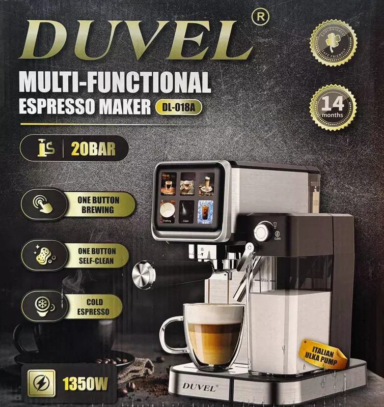 Рожковая кофемашина (сенсорная) "DUVEL" DL-018А, 1350W, 1 л. (Германия)