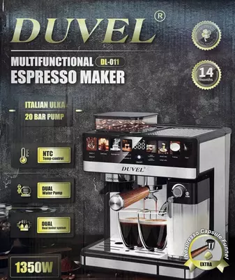 Профессиональная кофемашина (двойная помпа) "DUVEL" DL-011, 1350W, 1 л. (Германия)