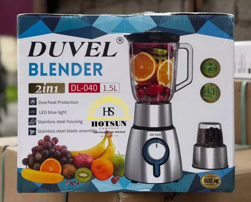 Maishiy blender (statsionar) 2 tasi 1 ta "DUVEL" DL-040, 600 Vt, 1,5 l., 2 rejim (Germaniya)