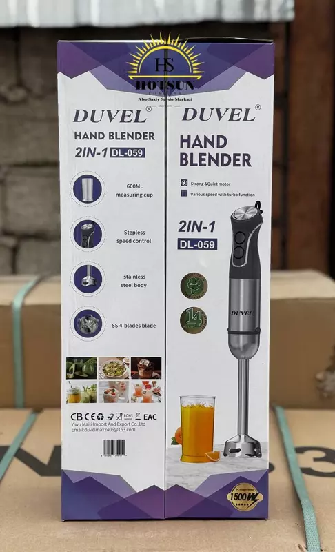 Бытовой блендер (погружной) 2 в 1 "DUVEL" DL-059, 1500W, 600 мл., 4 ножа (Германия)