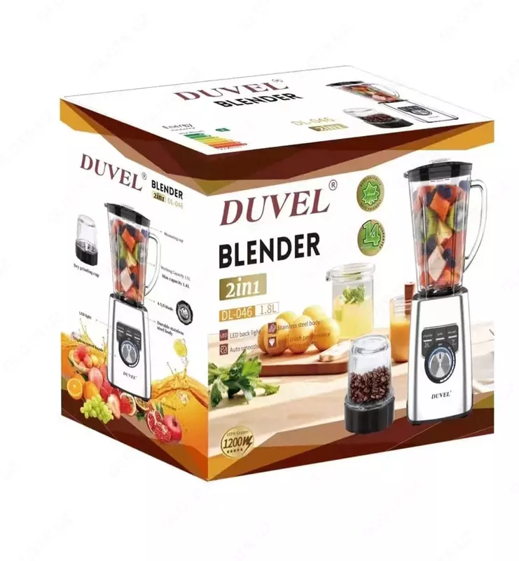 Бытовой блендер (стационарный) 2 в 1 "DUVEL" DL-046, 1200W, 1.8 л., 2 режима (Германия)