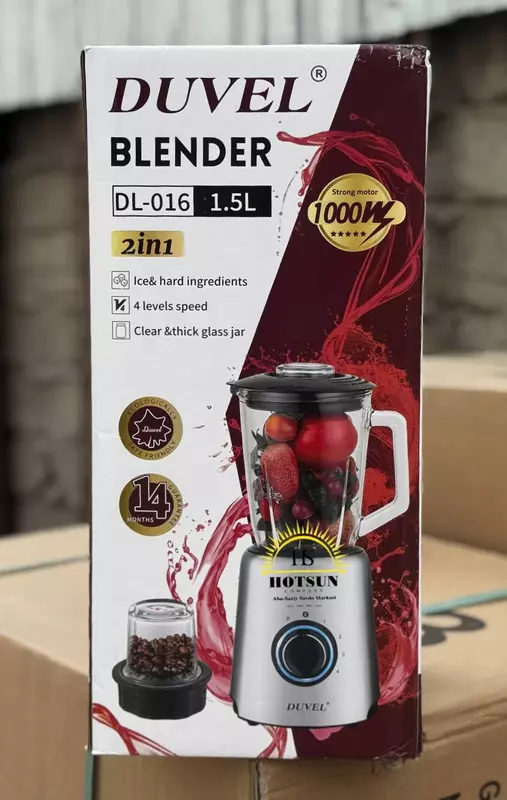 Maishiy blender (statsionar) 2 tasi 1 ta "DUVEL" DL-016, 1000 Vt, 1,5 l., 2 rejim (Germaniya)