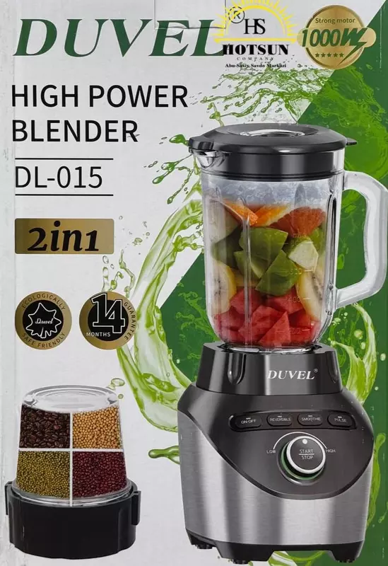 Maishiy blender (statsionar) 2 tasi 1 ta "DUVEL" DL-015, 1000 Vt, 1,5 l., 4 tezlikli (Germaniya)