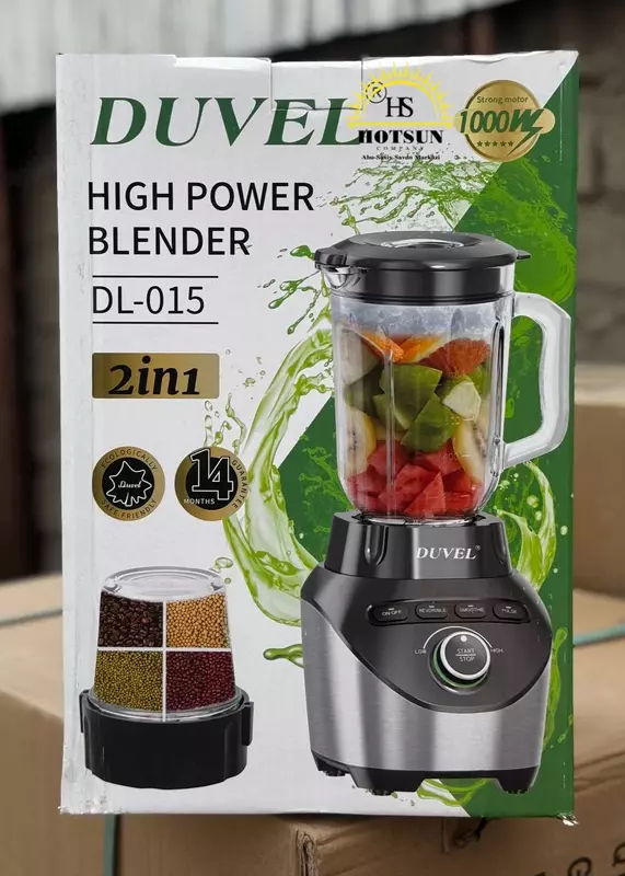 Maishiy blender (statsionar) 2 tasi 1 ta "DUVEL" DL-015, 1000 Vt, 1,5 l., 4 tezlikli (Germaniya)