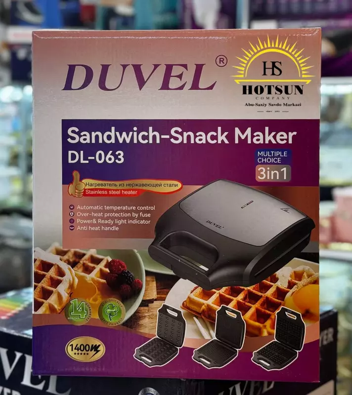 Универсальная сэндвичница 3 в 1 (тостер) "DUVEL" DL-063, 1400W, нерж. сталь (Германия)