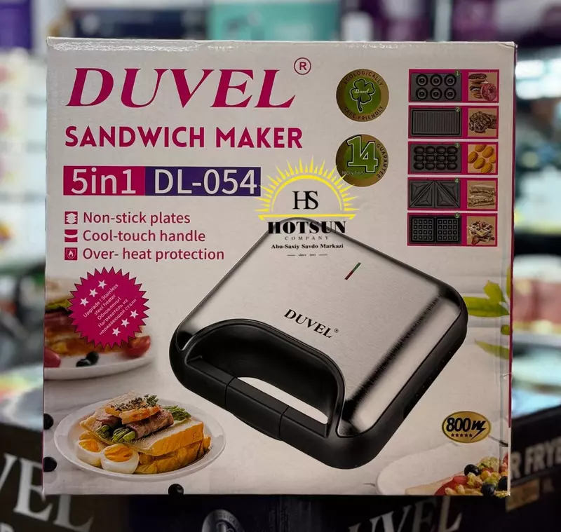 Универсальная сэндвичница 5 в 1 (тостер) "DUVEL" DL-054, 800W, нерж. сталь (Германия)