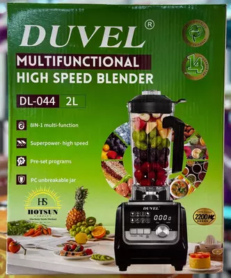 Maishiy yuqori tezlikda ishlaydigan blender 8 in 1 (statsionar) "DUVEL" DL-044, 2200W, 2 l., taymer (Germaniya)