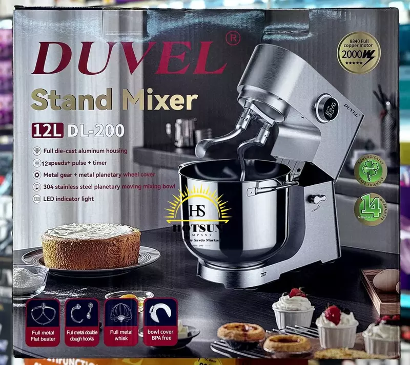 Планетарный миксер "DUVEL" DL-200, 2000W, 12 л, 12 режимов, таймер (Германия)