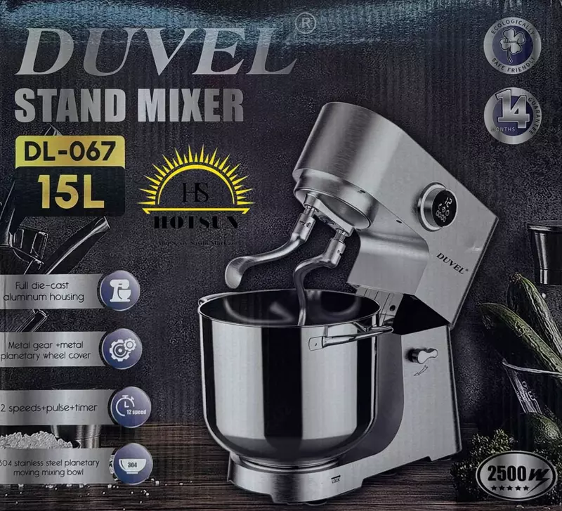 Планетарный миксер "DUVEL" DL-067, 2500W, 15 л, 12 режимов, таймер (Германия)