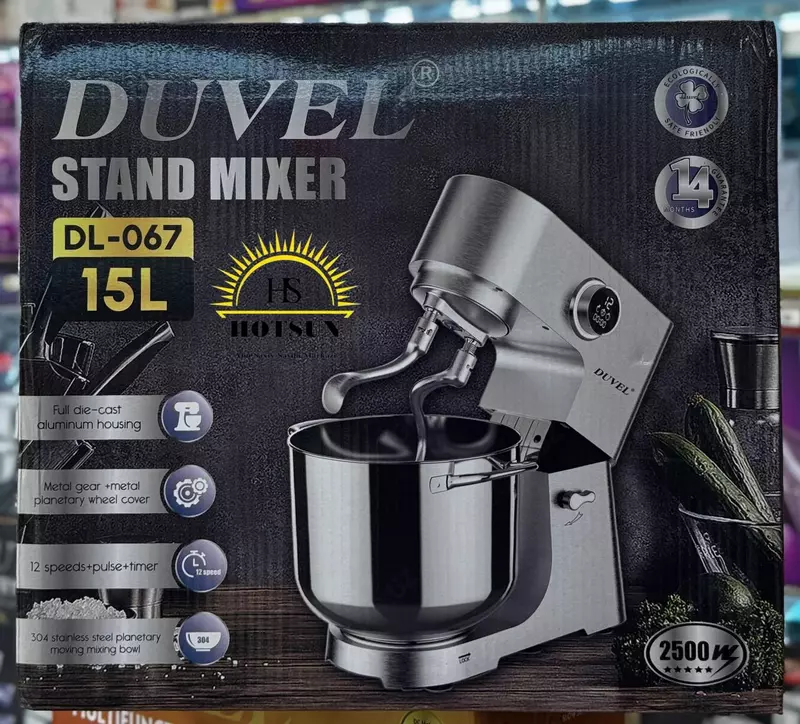 Планетарный миксер "DUVEL" DL-067, 2500W, 15 л, 12 режимов, таймер (Германия)