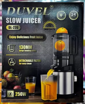Sharbat siqib chiqaruvchi Sekin sharbat chiqargich "DUVEL" DL-220, 250W, 130 mm (Germaniya)