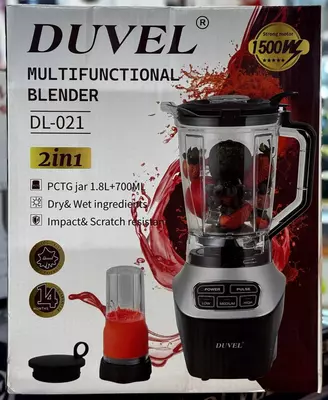 Maishiy yuqori tezlikda ishlaydigan blender 2 in 1 (statsionar) "DUVEL" DL-021, 1500W, 1,8 l/700 ml, 3 tezlikli (Germaniya)