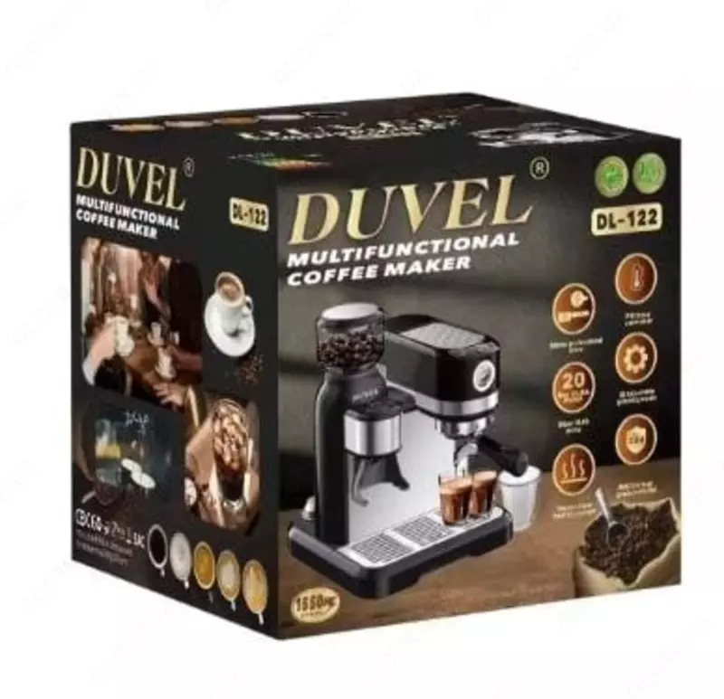 Ko'p funktsiyali kofe qaynatgich 3 birida "DUVEL" DL-122, 1650W, 20 bar. (Germaniya)