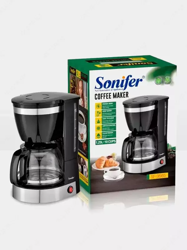 Ko'p funktsiyali qahva qaynatgich (tomchilash) "Sonifer" SF-3565, 800W, 1,25 l. (Xitoy)