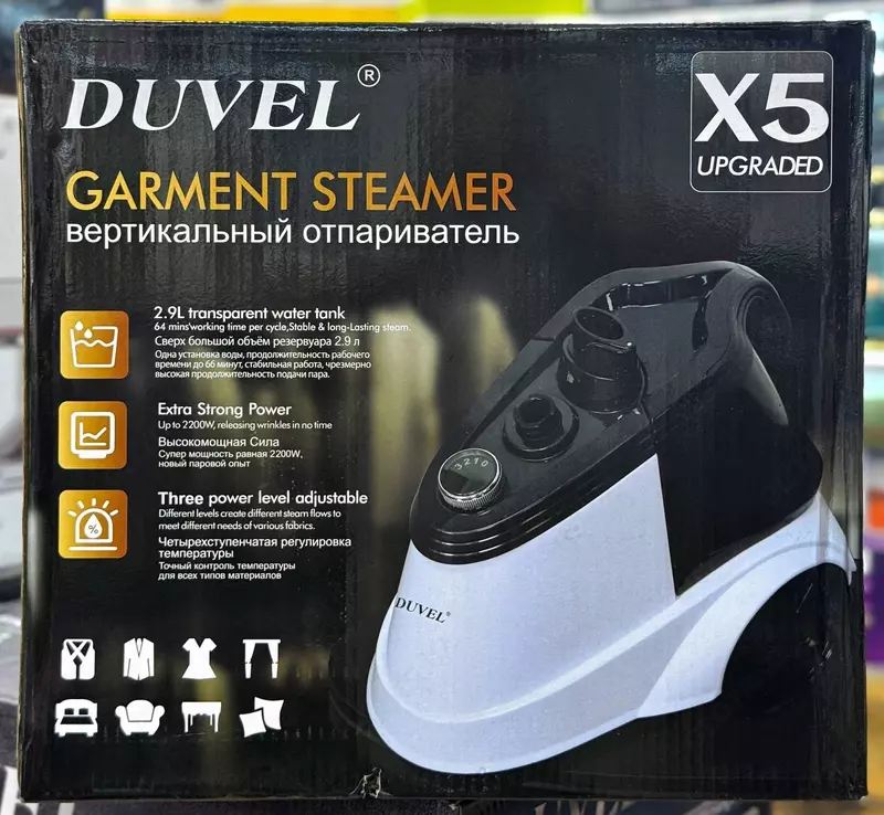 Бытовой отпариватель одежды "DUVEL" X5, 2200W, 3 режима, 2.9 л. (Германия) Белый/черный